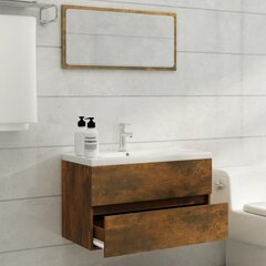 vidaXL 2-osaline vannitoa mööblikomplekt, suitsutatud tamm, tehispuit hind ja info | Vannitoa komplektid | kaup24.ee