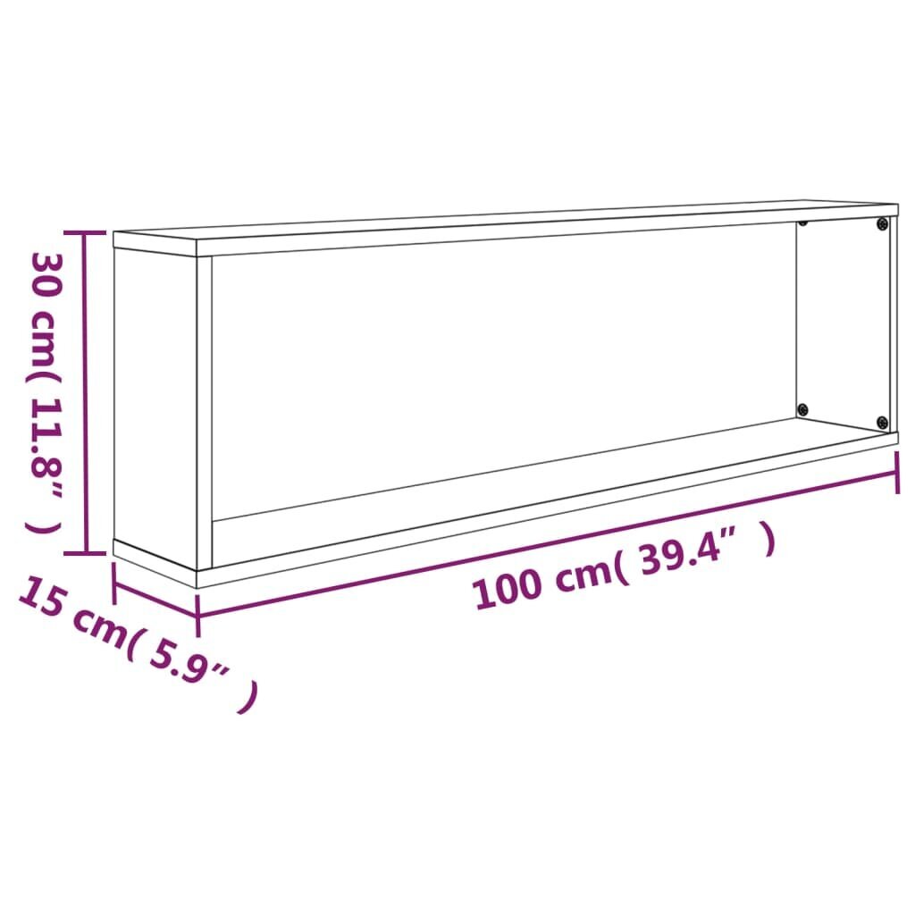 vidaXL seina kuubikriiulid 2 tk, suitsutatud tamm, 100 x 15 x 30 cm цена и информация | Riiulid | kaup24.ee