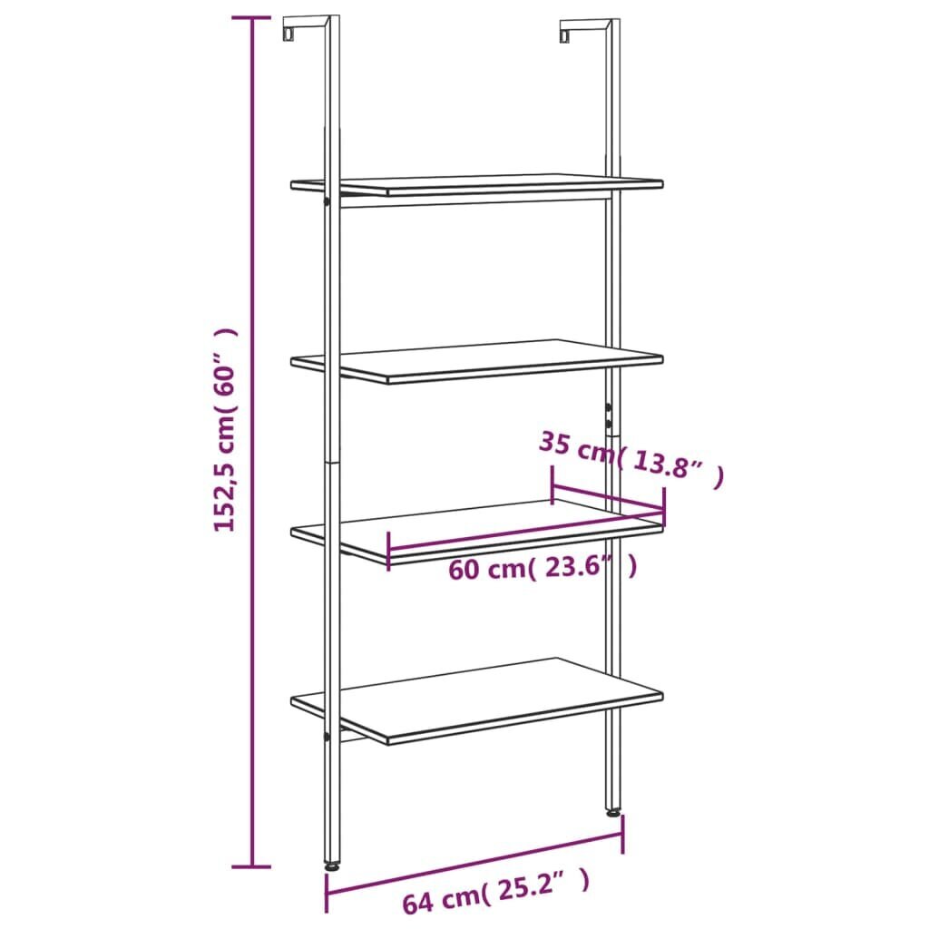 vidaXL 5 riiuliga redelriiul, must, 64 x 35 x 152,5 cm цена и информация | Riiulid | kaup24.ee