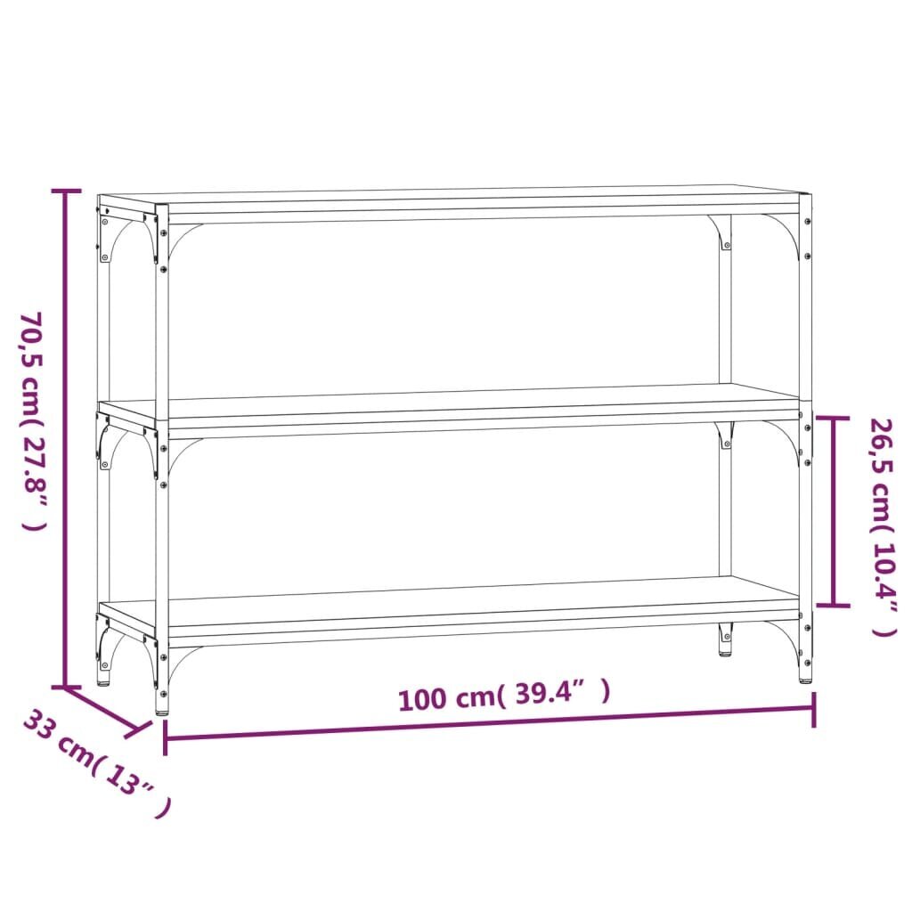 vidaXL raamaturiiul, pruun tamm, 100 x 33 x 70,5 cm, tehispuit ja teras hind ja info | Riiulid | kaup24.ee