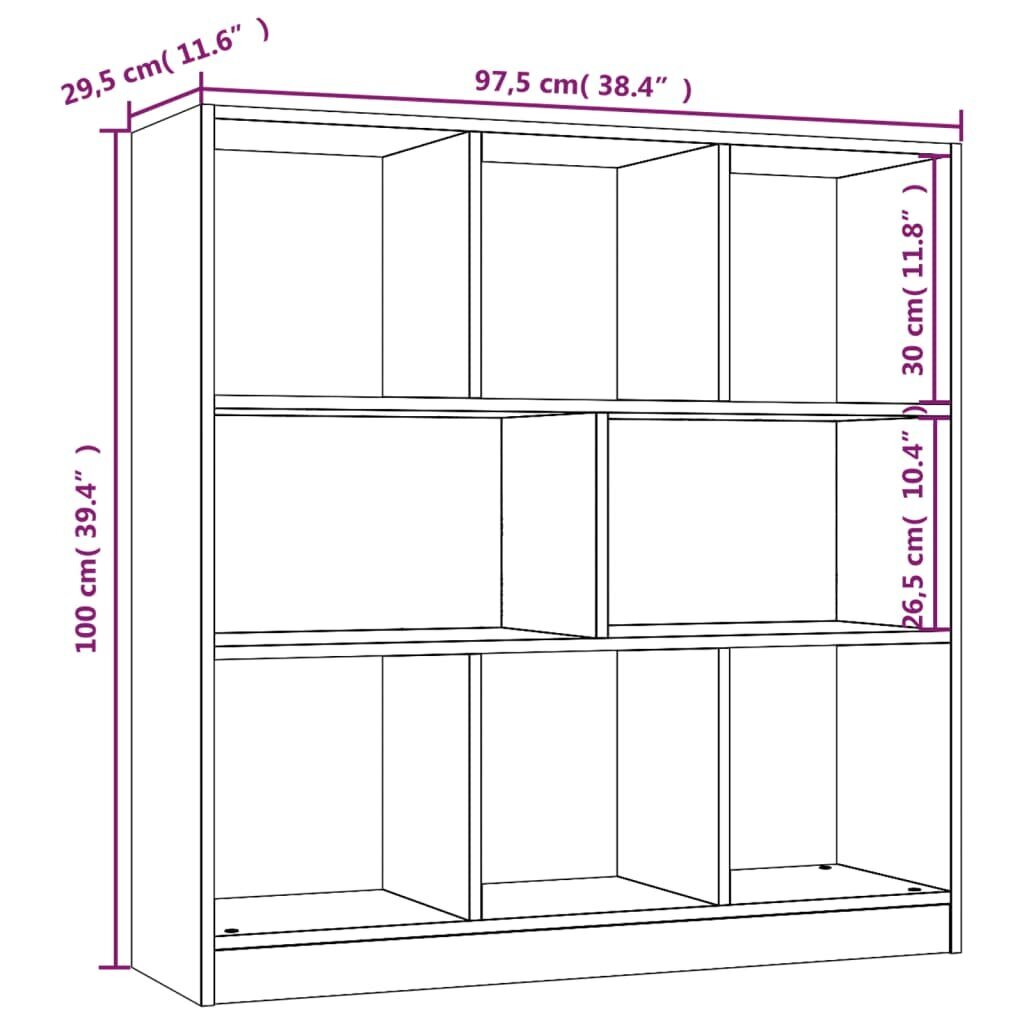 vidaXL raamatukapp, suitsutatud tamm, 97,5 x 29,5 x 100 cm, tehispuit hind ja info | Riiulid | kaup24.ee