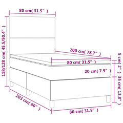 vidaXL kontinentaalvoodi madratsiga, must, 80x200 cm, kunstnahk hind ja info | Voodid | kaup24.ee