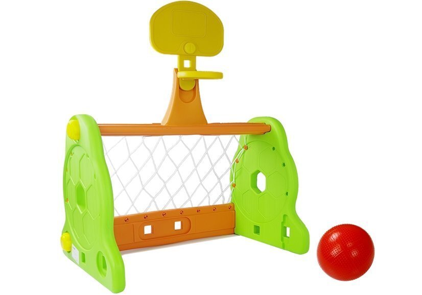 Laste jalgpallivärav korvpallirõngaga, roheline hind ja info | Vabaõhumängud | kaup24.ee