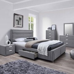 Voodi CAREN 160x200cm, sahtlite ja madratsiga HARMONY DUO, hall, 165x220,5xH110cm, MDF, puit, polüesterkangas hind ja info | Voodid | kaup24.ee