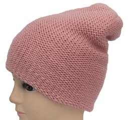 Kootud topeltmüts meriinovillaga naistele, roosa hind ja info | Naiste mütsid ja peapaelad | kaup24.ee