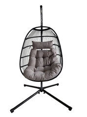 Подвесное кресло Tim Tim с серыми подушками, черное цена и информация | Уличные cтулья | kaup24.ee