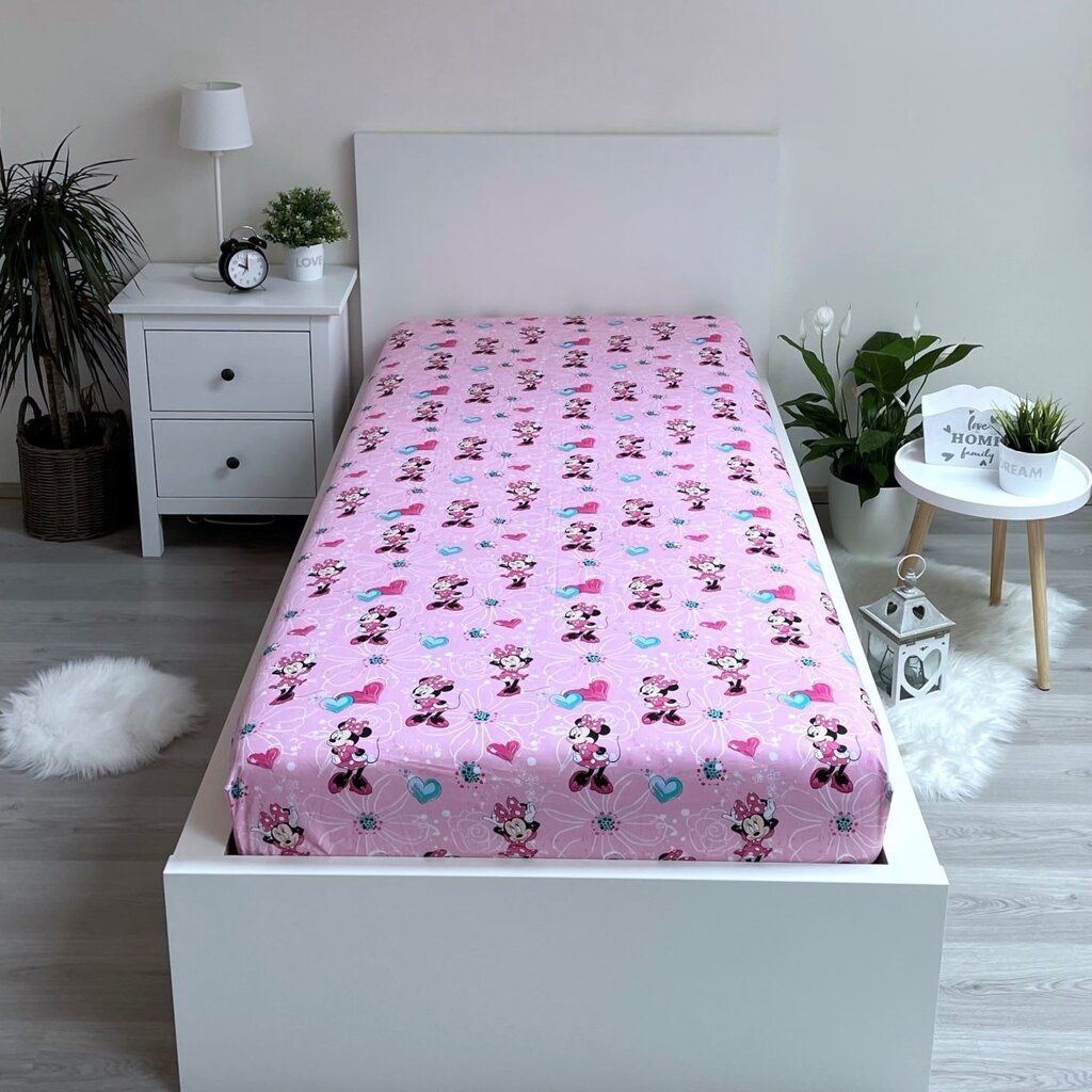Kummiga voodilina Minnie Mouse 90x200cm hind ja info | Voodilinad | kaup24.ee
