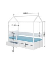 Кровать ADRK Furniture Otello 90x200 см с боковой защитой, белая/коричневая цена и информация | Детские кровати | kaup24.ee