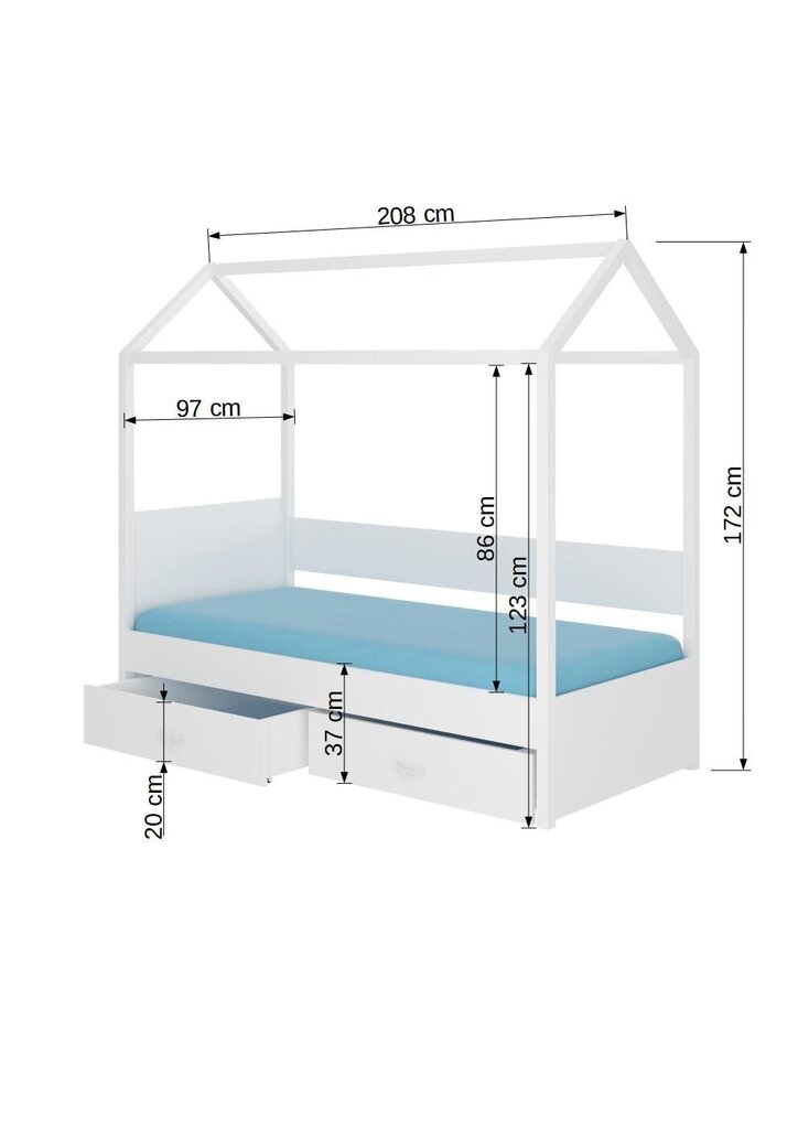 Voodi ADRK Furniture Otello 90x200 cm, valge/pruun цена и информация | Lastevoodid | kaup24.ee