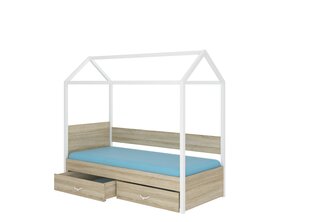 Кровать ADRK Furniture Otello 90x200 см с боковой защитой, белая/светло-коричневая цена и информация | Детские кровати | kaup24.ee