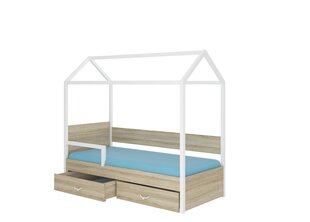 Кровать ADRK Furniture Otello 90x200 см с боковой защитой, белая/светло-коричневая цена и информация | Детские кровати | kaup24.ee