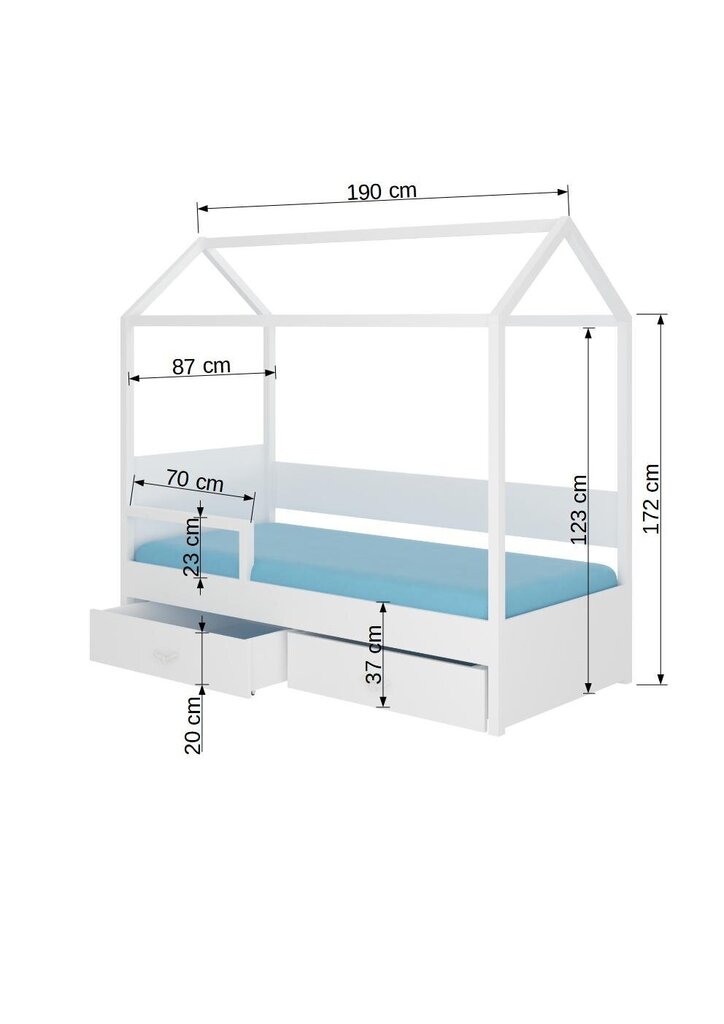 Voodi ADRK Furniture Otello 80x180 cm, valge/helepruun цена и информация | Lastevoodid | kaup24.ee