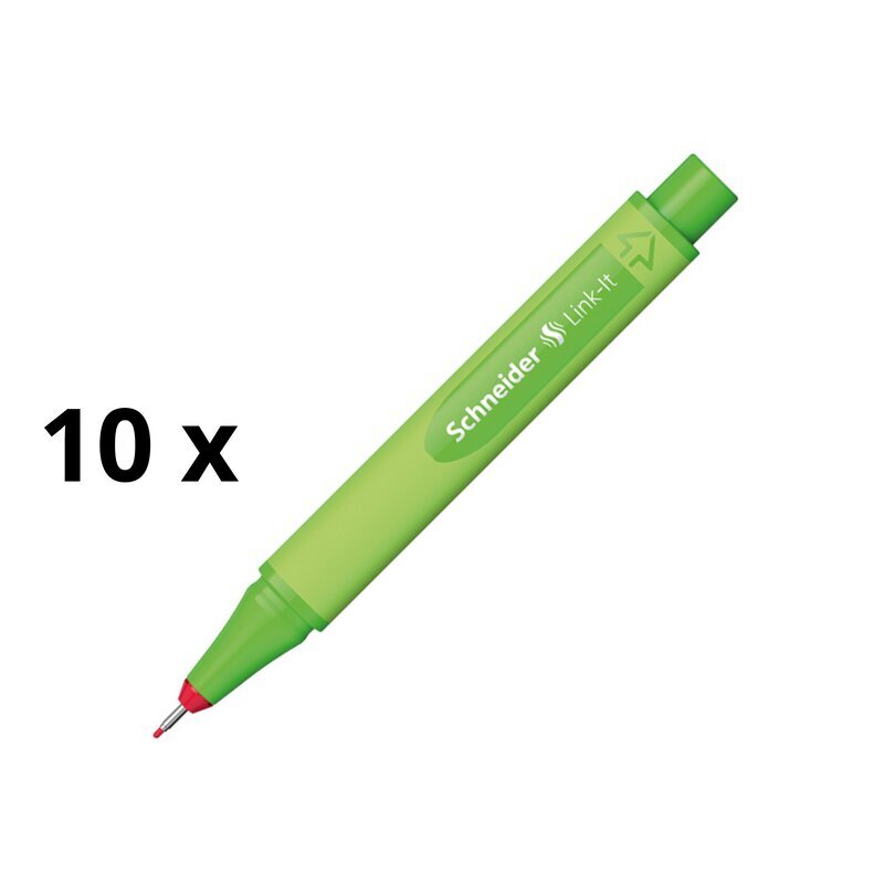 Pliiats Schneider Link-It 0,4 mm, lühike roheline korpus, punane tint, pakis 10 tk. цена и информация | Kirjutusvahendid | kaup24.ee