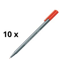 Одноразовый Pen Statetler Triplus Fineliner 334, 0,3 мм, красный пакет 10 шт. цена и информация | Письменные принадлежности | kaup24.ee