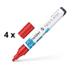 Akrüülmarker Schneider Paint-it 320, 4 mm, punane sp. pakis 4 tk. hind ja info | Kirjutusvahendid | kaup24.ee