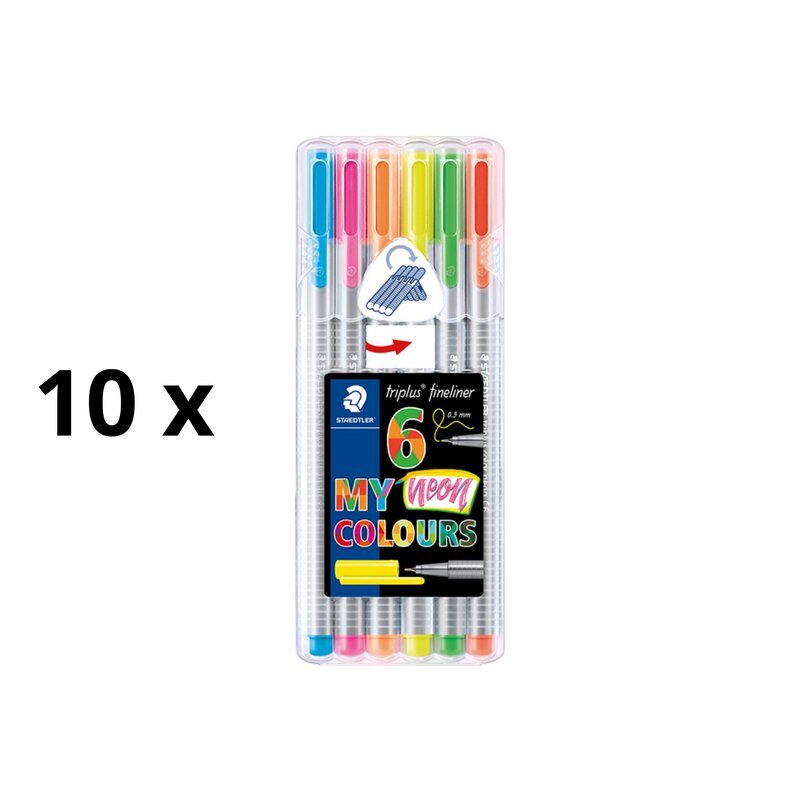 Vildikate komplekt Staedtler Triplus™ Neon Colors, 0,3 mm pakis 10 tk. цена и информация | Kirjutusvahendid | kaup24.ee