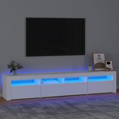 vidaXL telerialus LED-tuledega, valge, 210x35x40 cm цена и информация | Тумбы под телевизор | kaup24.ee