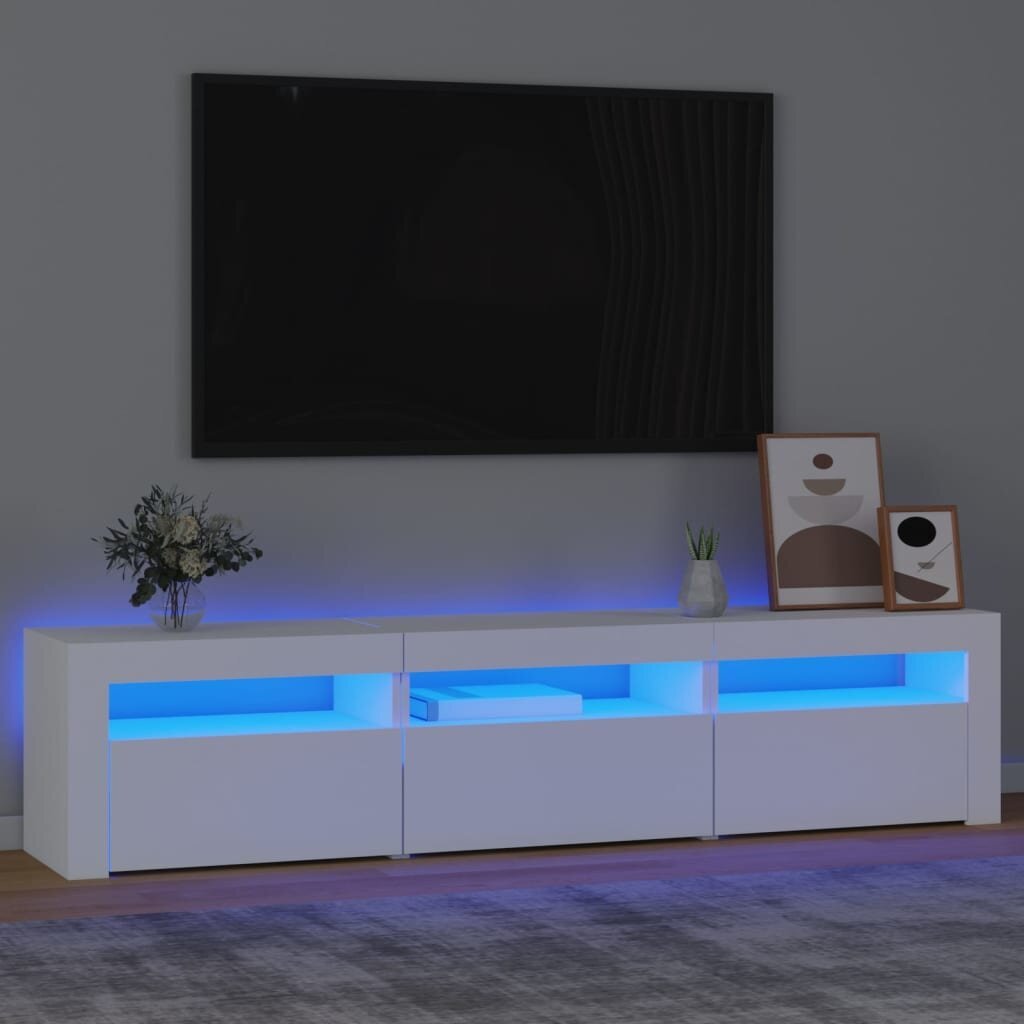 vidaXL telerialus LED-tuledega, valge, 180 x 35 x 40 cm цена и информация | TV alused | kaup24.ee