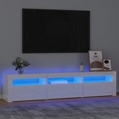 vidaXL telerialus LED-tuledega, kõrgläikega valge, 180 x 35 x 40 cm цена и информация | Тумбы под телевизор | kaup24.ee