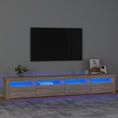 vidaXL telerialus LED-tuledega, Sonoma tamm, 240x35x40 cm цена и информация |  Тумбы под телевизор | kaup24.ee