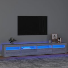 vidaXL telerialus LED-tuledega, hall Sonoma tamm, 240x35x40 cm цена и информация | Тумбы под телевизор | kaup24.ee