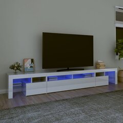 vidaXL telerialus LED-tuledega, kõrgläikega valge, 260x36,5x40 cm hind ja info | TV alused | kaup24.ee