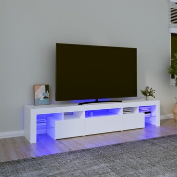vidaXL telerialus LED-tuledega, valge, 200x36,5x40 cm hind ja info | TV alused | kaup24.ee