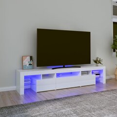 vidaXL telerialus LED-tuledega, kõrgläikega valge, 200x36,5x40 cm цена и информация | Тумбы под телевизор | kaup24.ee