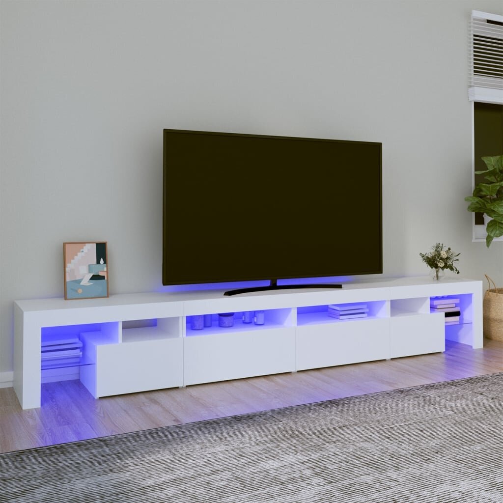 vidaXL telerialus LED-tuledega, valge, 280x36,5x40 cm hind ja info | TV alused | kaup24.ee
