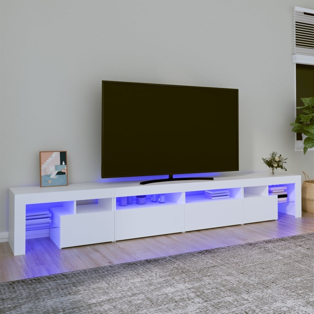 vidaXL telerialus LED-tuledega, valge, 280x36,5x40 cm цена и информация | TV alused | kaup24.ee