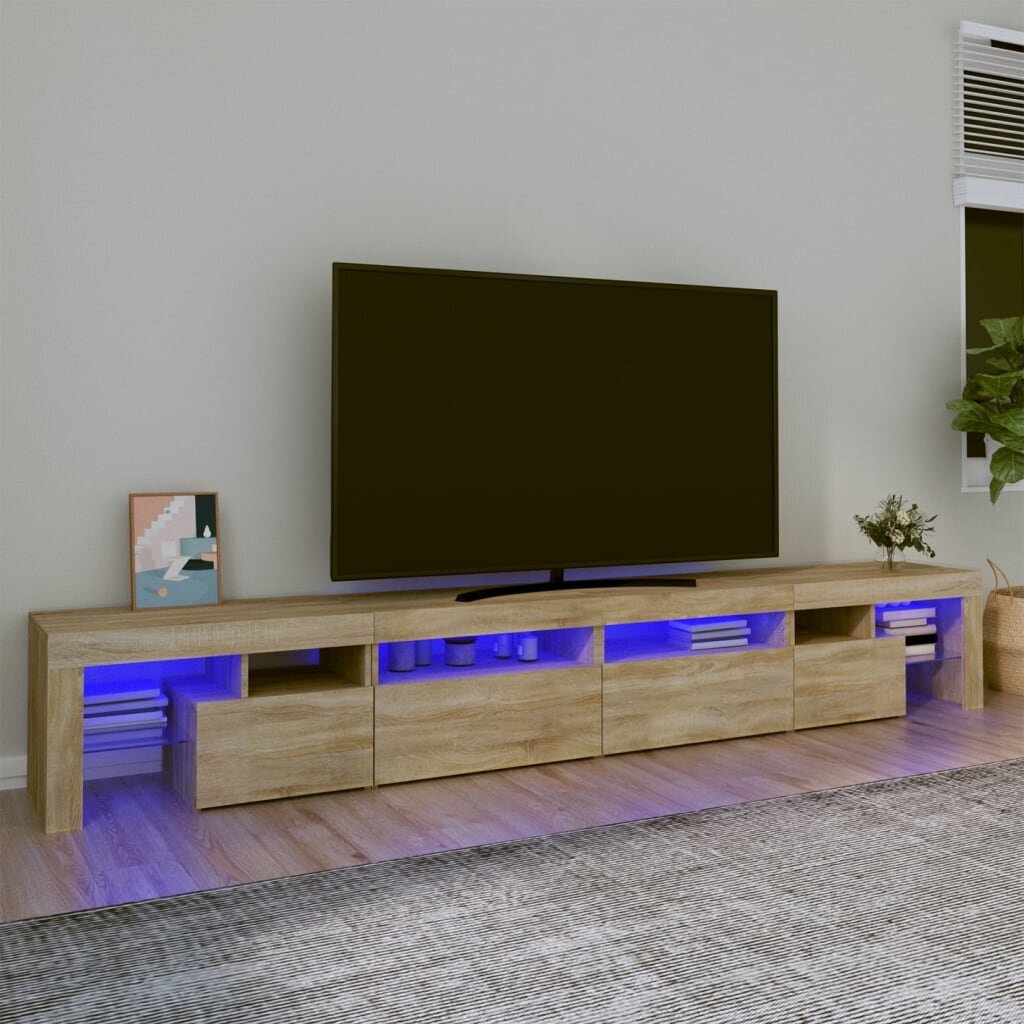 vidaXL telerialus LED-tuledega, Sonoma tamm, 280x36,5x40 cm hind ja info | TV alused | kaup24.ee