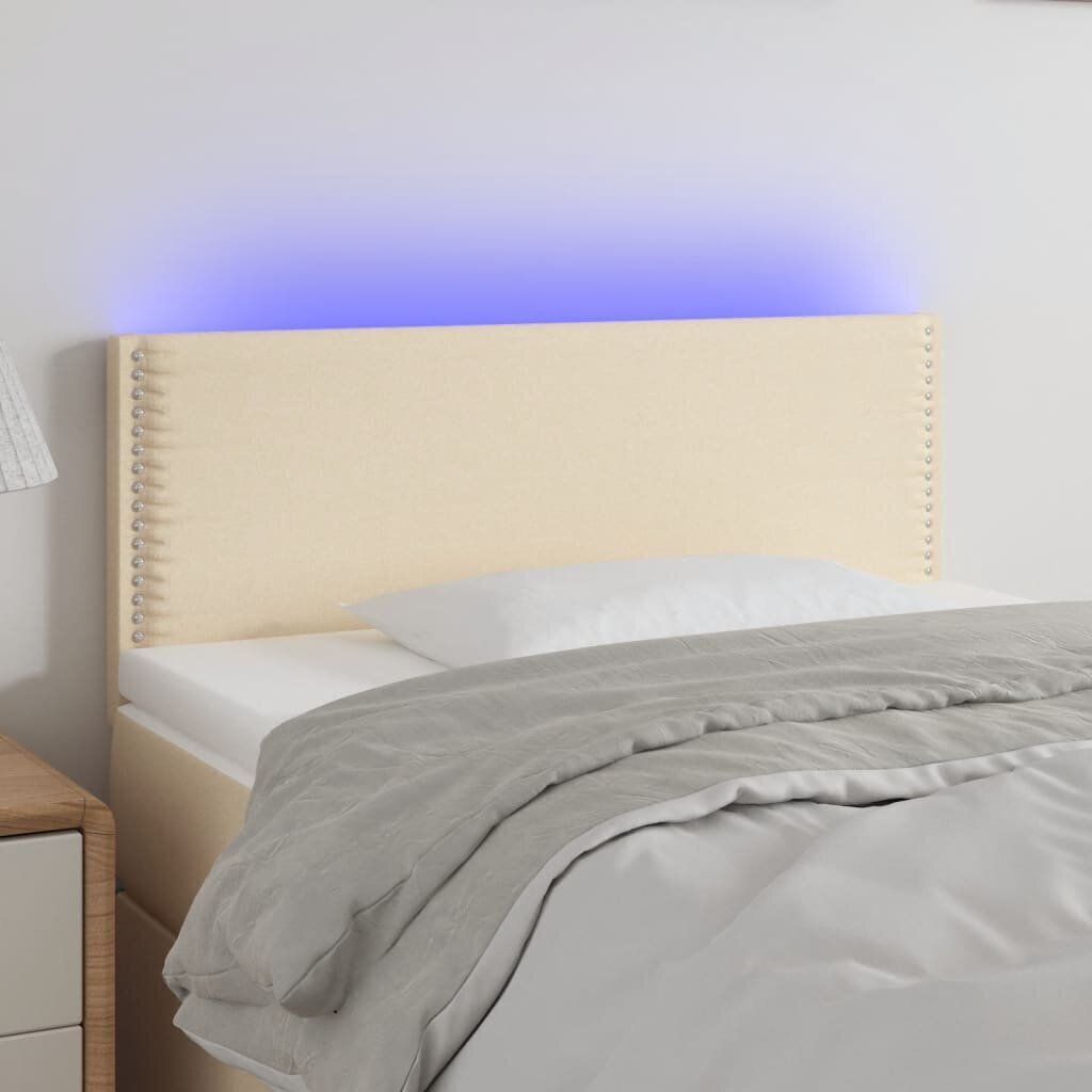 vidaXL LED-voodipeats, kreemjas, 100x5x78/88 cm, kangas цена и информация | Voodid | kaup24.ee