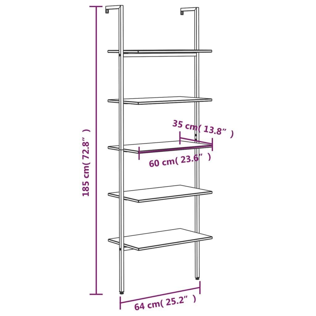 vidaXL 5-riiuliga redelriiul, helepruun ja must hind ja info | Riiulid | kaup24.ee