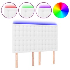 vidaXL LED-voodipeats, valge, 144x5x118/128 cm, kunstnahk цена и информация | Кровати | kaup24.ee