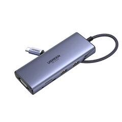 Адаптер Ugreen 50611 CM498 9in1 Type-C До HDMI 4K 3USB3.0 SD/TF AUX 3.5mm VGA 1000mbps для HUAWEI Mate40/P50 Samsung S20 цена и информация | Адаптеры и USB-hub | kaup24.ee