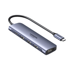 Adapter Ugreen 70495 CM136 5in1 USB-C et HDMI 4USB3.0 PD100W et HUAWEI Mate40/P50 Samsung S20 цена и информация | Адаптеры и USB-hub | kaup24.ee