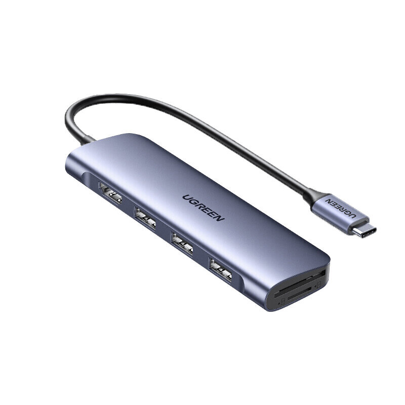 Adapter Ugreen 70410 CM195 6in1 USB-C et HDMI 3USB3.0 SD/TF et HUAWEI Mate40/P50 Samsung S20 цена и информация | USB jagajad, adapterid | kaup24.ee
