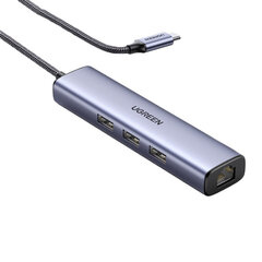 Adapter Ugreen 20920 CM475 4in1 Type-C et 3USB3.0 1000mbps et HUAWEI Mate40/P50 Samsung S20 цена и информация | Адаптеры и USB-hub | kaup24.ee