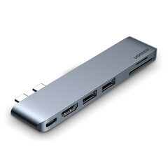 Adapter Ugreen 80856 CM380 6in1 Type-C et Thunderbolt3 HDMI 2USB3.0 SD/TF PD100W et MacBookPro/Air hind ja info | USB jagajad, adapterid | kaup24.ee