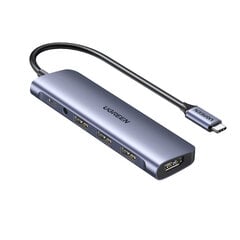 Адаптер Ugreen 80132 CM136 6in1 Type-C До PD100W AUX 3.5mm HDMI 3USB3.0 для HUAWEI Mate40/P50 Samsung S20 цена и информация | Адаптеры и USB-hub | kaup24.ee