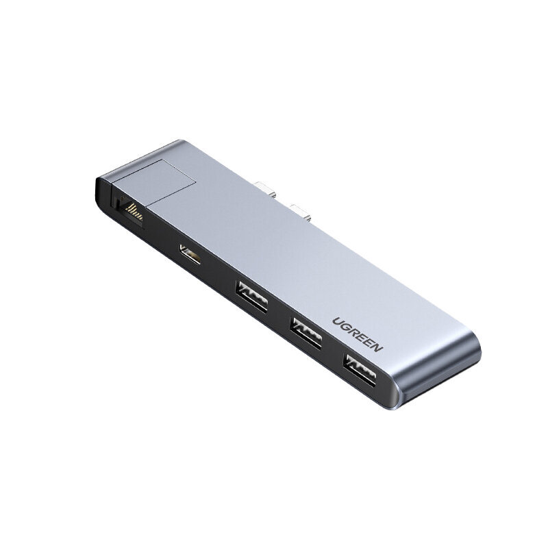 Adapter Ugreen 60565 CM218 5in1 Type-C et Thunderbolt3 3USB3.0 1000mbps et MacBookPro/Air hind ja info | USB jagajad, adapterid | kaup24.ee
