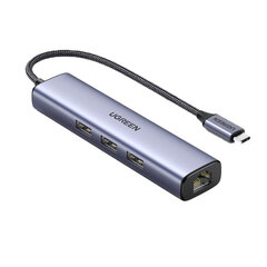 Adapter Ugreen 20917 CM475 4in1 Type-C et 3USB3.0 100mbps et HUAWEI Mate40/P50 Samsung S20 hind ja info | USB jagajad, adapterid | kaup24.ee