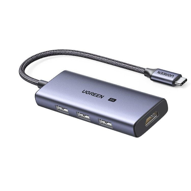 Adapter Ugreen 50629 CM500 4in1 Type-C et 3USB3.0 HDMI2.1 et HUAWEI Mate40/P50 Samsung S20 цена и информация | USB jagajad, adapterid | kaup24.ee