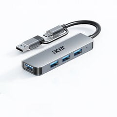 Adapter Acer HY21-14U2B-1 USB/Type-C et HUB 4USB3.0 Alumiiniumi sulam цена и информация | Адаптер Aten Video Splitter 2 port 450MHz | kaup24.ee