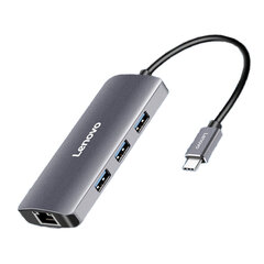 Адаптер Lenovo F1-C03 4in1 Type-C До 3USB3.0 RJ45 1000mbps для HUAWEI Mate40/P50 Samsung S20 цена и информация | Адаптер Aten Video Splitter 2 port 450MHz | kaup24.ee