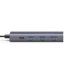Adapter Erazer HA05R 5in1 USB et 3USB3.0 1000mbps Type-C Alumiiniumi sulam ABS hind ja info | USB jagajad, adapterid | kaup24.ee