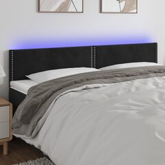 vidaXL LED-voodipeats, must, 160x5x78/88 cm, samet цена и информация | Кровати | kaup24.ee