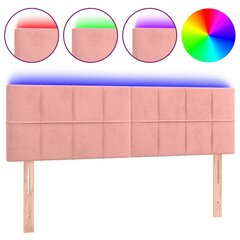 vidaXL LED-voodipeats, roosa, 144x5x78/88 cm, samet hind ja info | Voodid | kaup24.ee