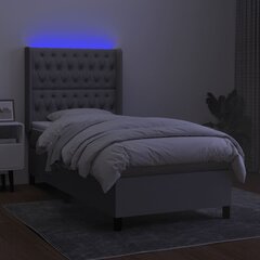 vidaXL kontinentaalvoodi madrats ja LED, helehall, 80x200 cm, kangas hind ja info | Voodid | kaup24.ee