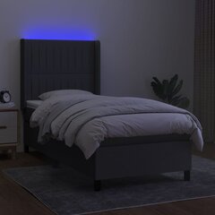 vidaXL kontinentaalvoodi madrats ja LED, tumehall, 80x200 cm, kangas hind ja info | Voodid | kaup24.ee